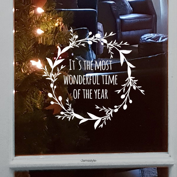 Window sticker door wreath "Christmas wreath" hohoho, winter magic, most wonderful time, hello winter