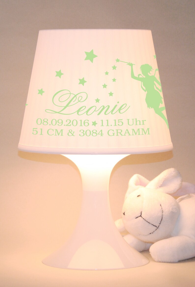 Children's lamp fairy with dates of birth and names image 2