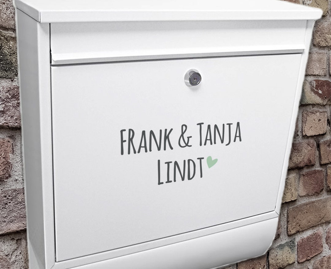 Mailbox Name Tag name With Heart Sticker Etsy
