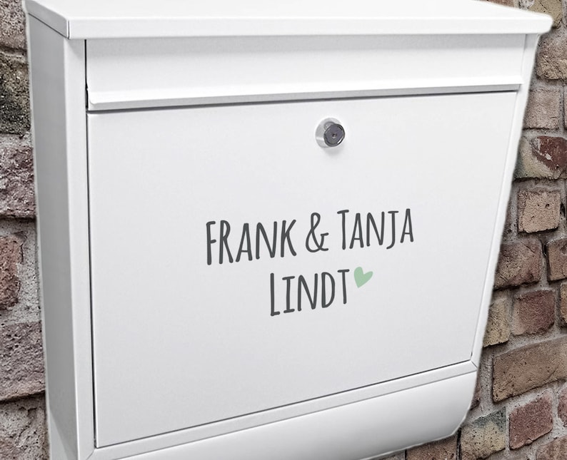 Mailbox name plate Name with heart sticker Etsy
