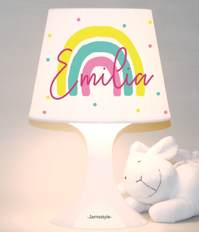 Kinderlampe, Tischlampe Regenbogen mit Wunschnamen Tischleuchte personalisierbar Bild 8