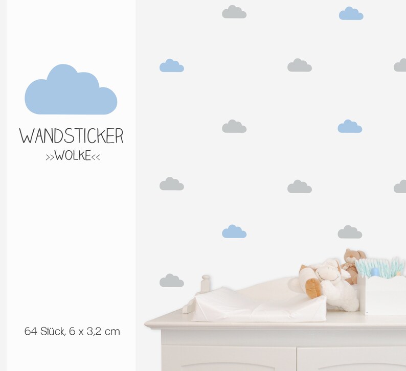 Wandsticker Wandtattoo Wolken clouds, Vinyl decals, 64 Stück Bild 7