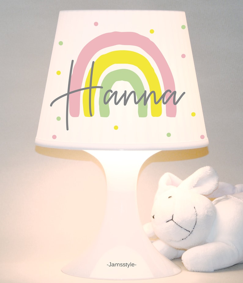 Kinderlampe, Tischlampe Regenbogen mit Wunschnamen Tischleuchte personalisierbar Bild 7