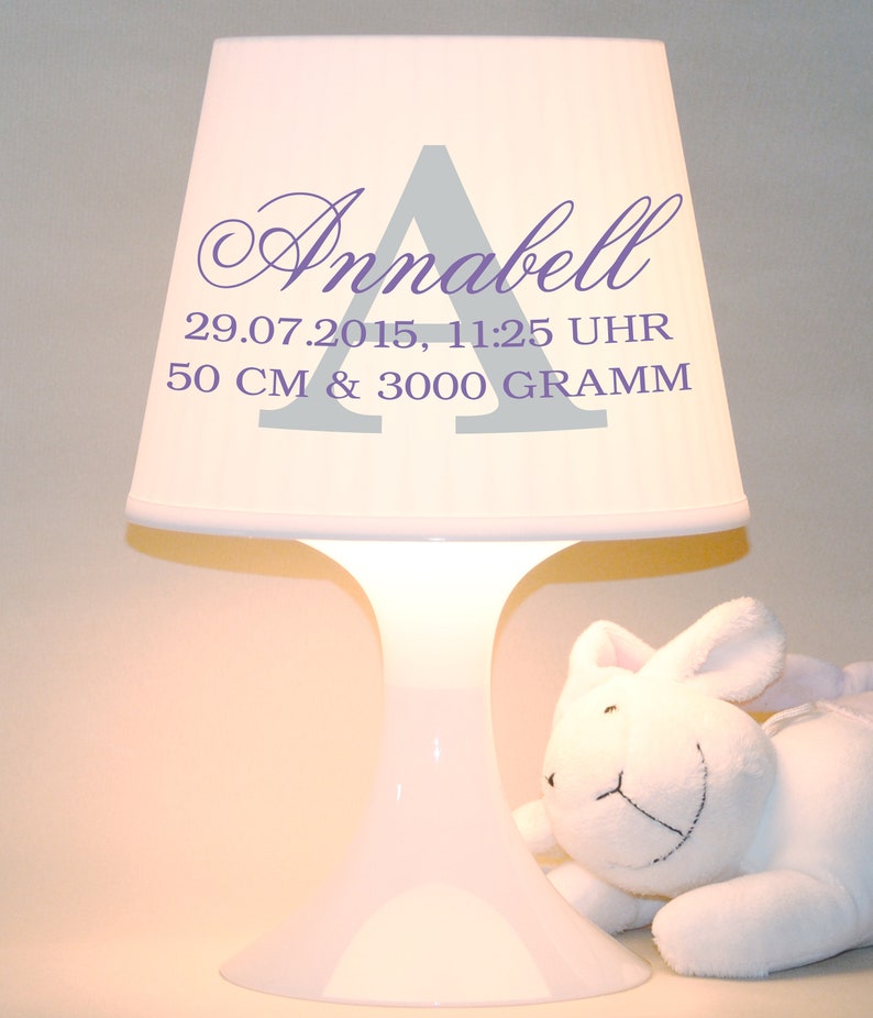 Children's lamp, table lamp Name with dates of birth snooze lamp image 3