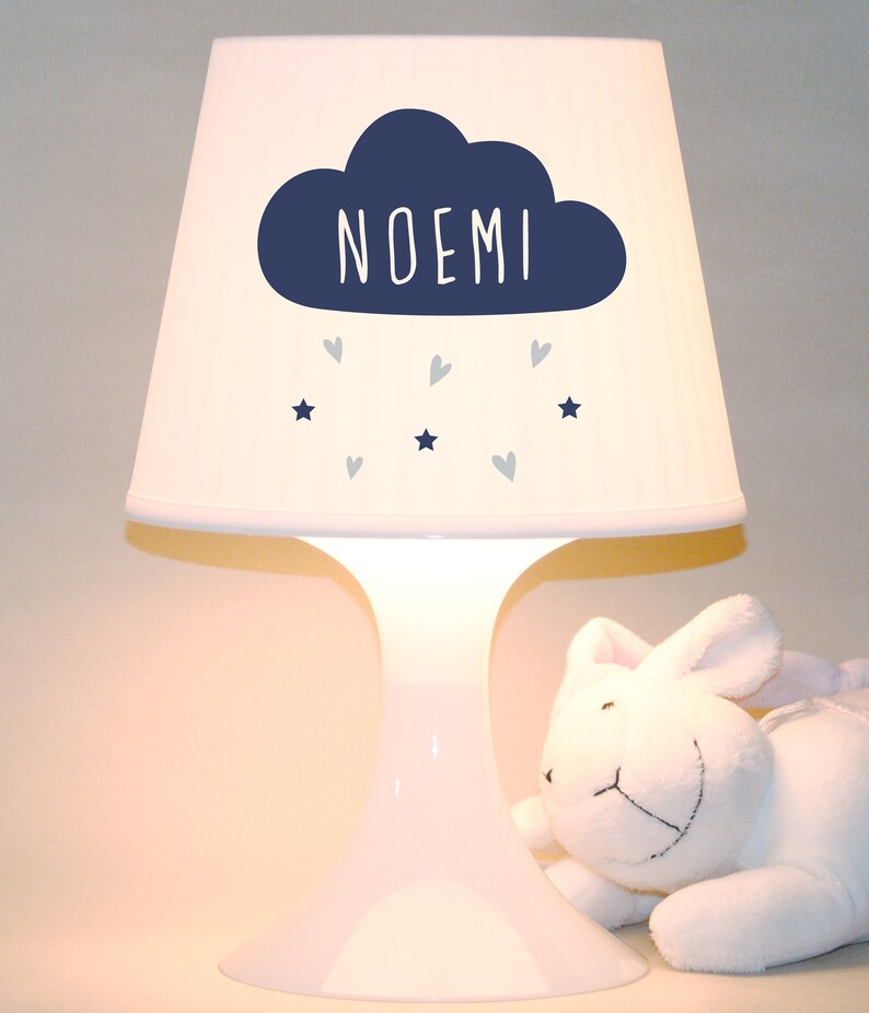 Kinderlampe, Tischlampe Kleines Wölkchen Wolke, Herzen, clouds, mit Name, Schlummerlampe Bild 4