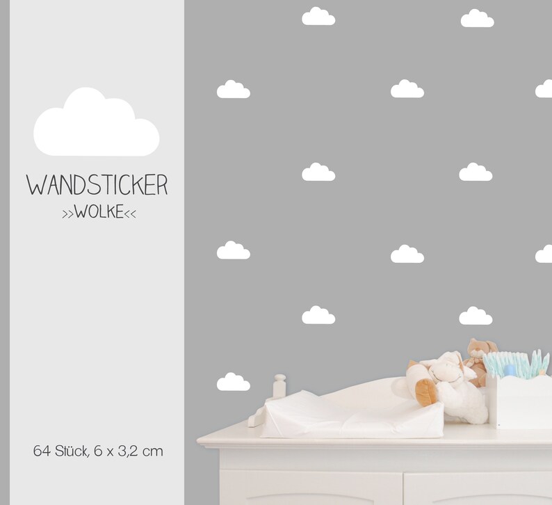 Wandsticker Wandtattoo Wolken clouds, Vinyl decals, 64 Stück Bild 1