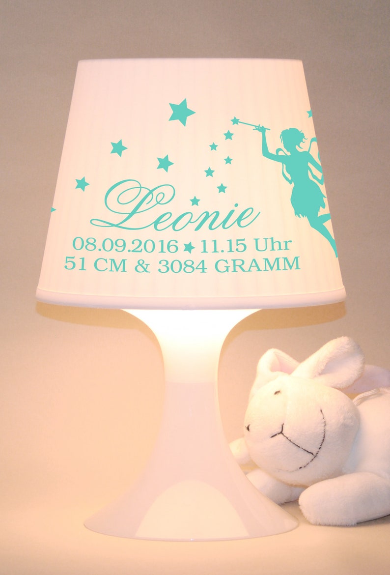 Children's lamp fairy with dates of birth and names image 3