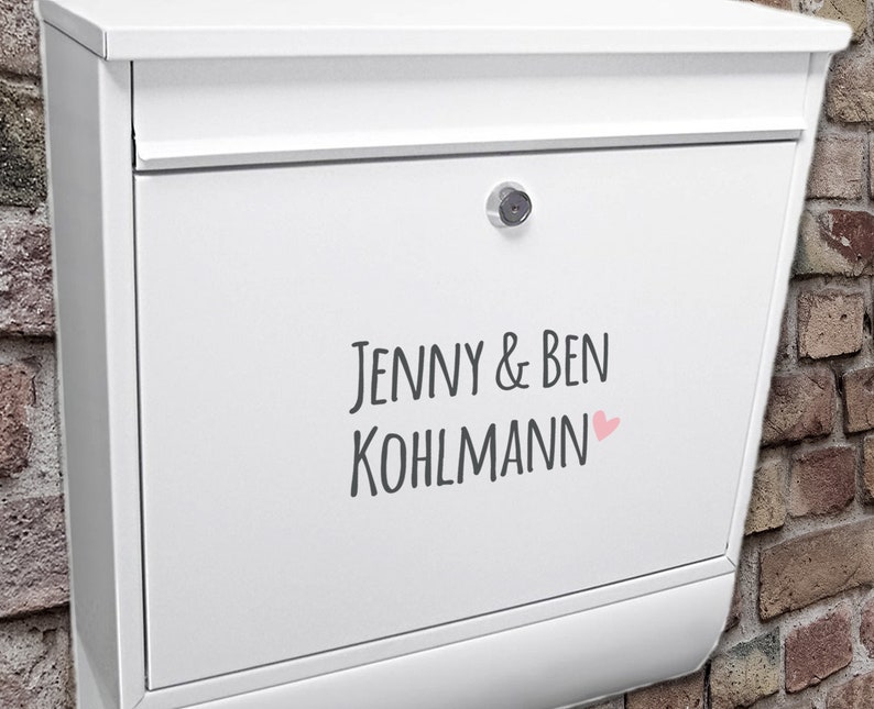 Boîte aux lettres Étiquette nom nom avec coeur autocollant  Etsy