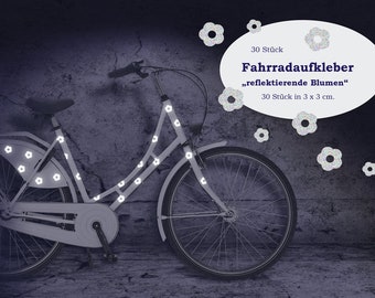 Reflektor Fahrradtattoo Fahrradsticker "Blumen" 30 Stück, Fahrradaufkleber wasserfest, reflektierend