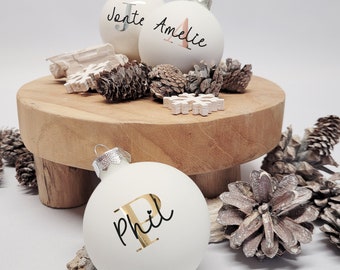 Stickers for Christmas baubles "Name with capital letter" STICKER ONLY, metallic, color & name customizable