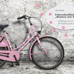 Fahrradaufkleber Fahrradtattoos Blumen mit Punkten Fahrradsticker 160 Stück, wasserfest 画像 1