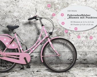 Fahrradaufkleber Fahrradtattoos "Blumen mit Punkten"  Fahrradsticker 160 Stück, wasserfest