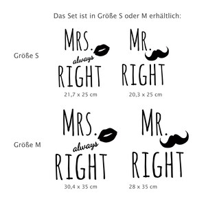 Autoaufkleber, Sticker, Hochzeit Mr. Right & Mrs. Right, Set Bild 2