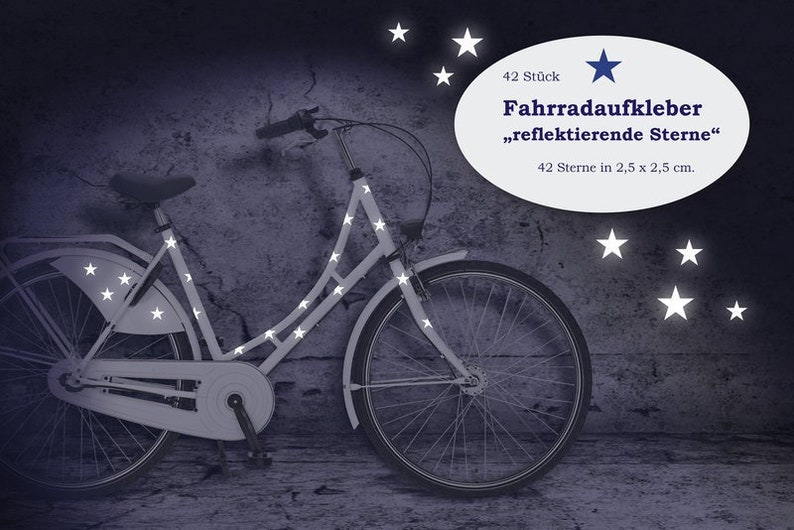 Reflektor Fahrradtattoo Fahrradaufkleber Sterne 42 Stück, Sticker, wasserfest, reflektierend Bild 1