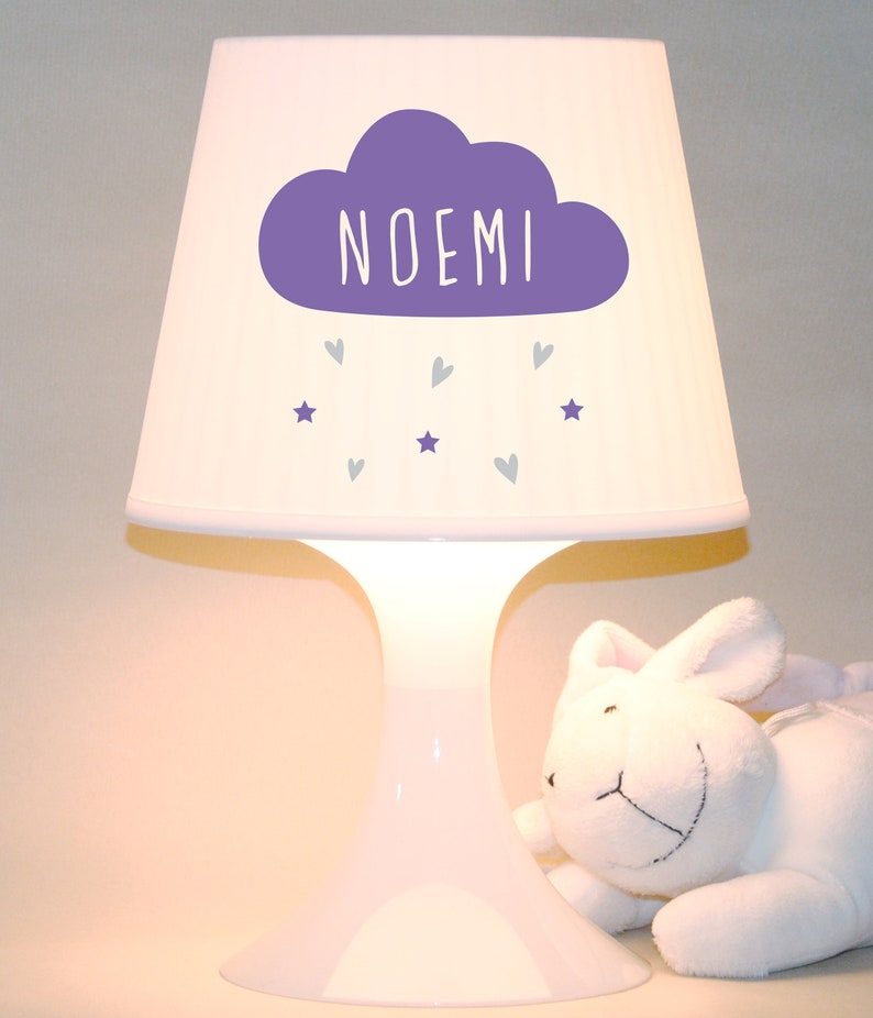 Kinderlampe, Tischlampe Kleines Wölkchen Wolke, Herzen, clouds, mit Name, Schlummerlampe Bild 8