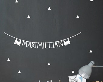 Wandtattoo, Türschild "Superhelden" Girlande Maske mit Namen, Größe S-M, personalisierbar