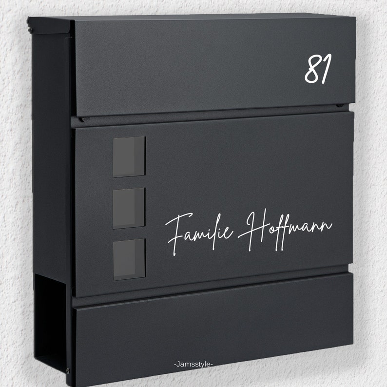 Briefkasten Namensschild Familie Name mit Hausnummer, Aufkleber Bild 1