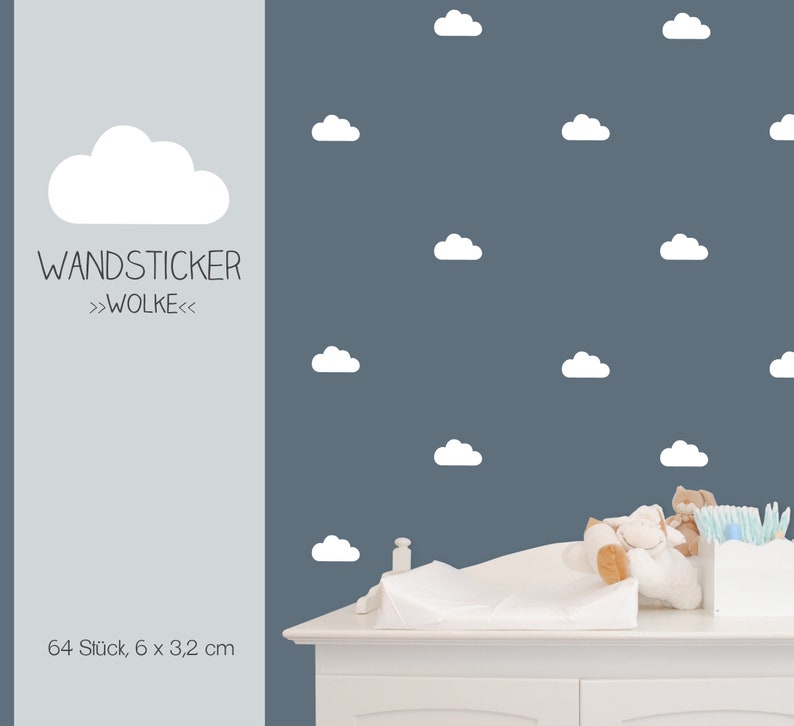 Wandsticker Wandtattoo Wolken clouds, Vinyl decals, 64 Stück Bild 3