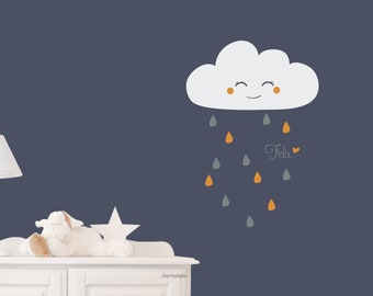 Wall decal Wall sticker "little rain cloud" cloud with name, size L - XL