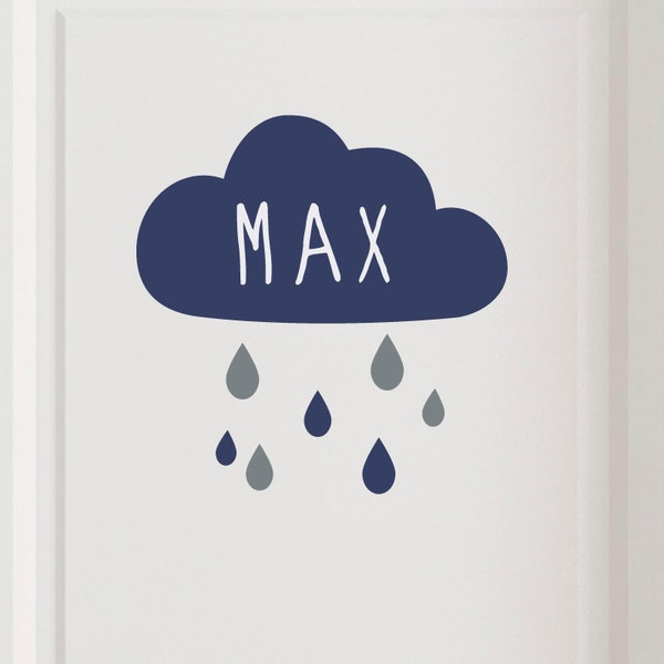 Türschild  "Regenwolke mit Name" Wandtattoo personalisierbar