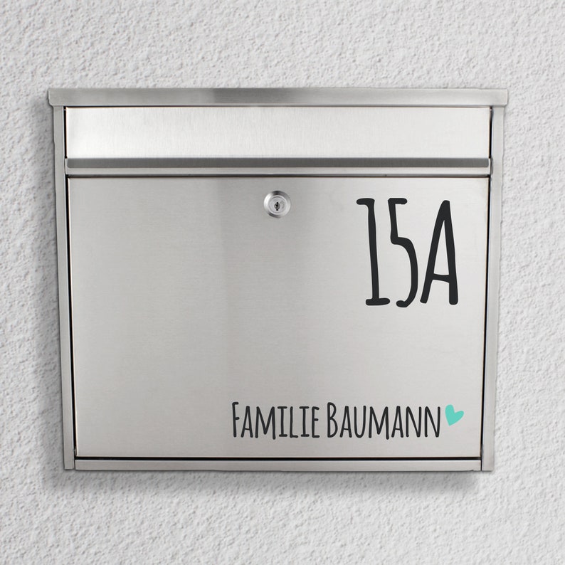 Letterbox name plate Name with house number sticker Herz