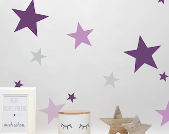 Wall decal, wall sticker "Star Mix" 4 sizes, 38 pieces