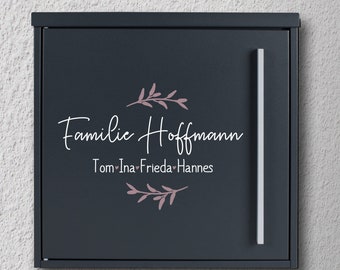 Letterbox Name plate "Family + Surname" 2-line, with first name or street or only house number, letterbox signage