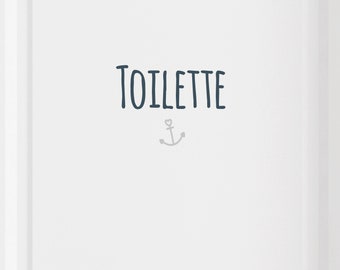 Türschild  "Toilette mit Anker" Türsticker selbstklebend