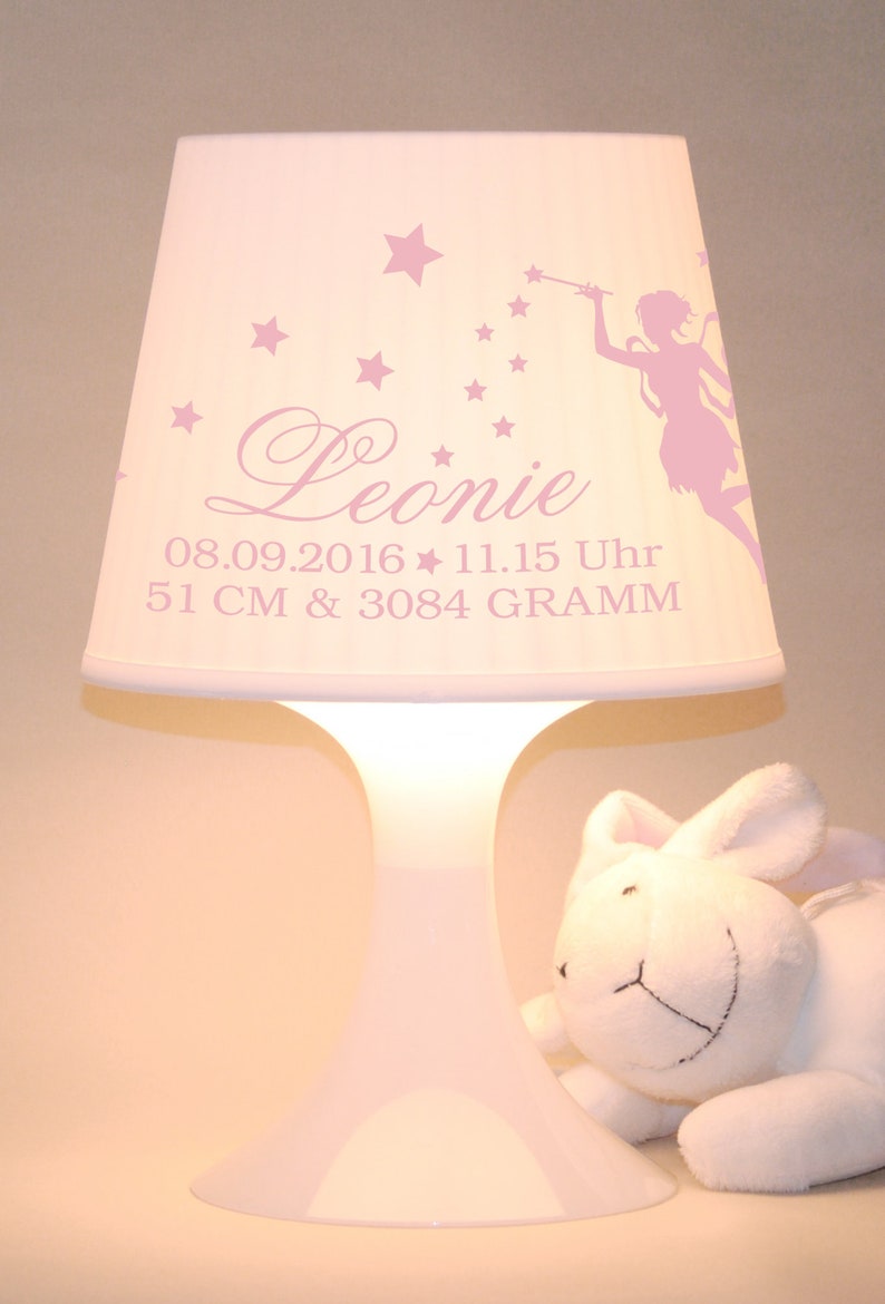 Children's lamp fairy with dates of birth and names image 1