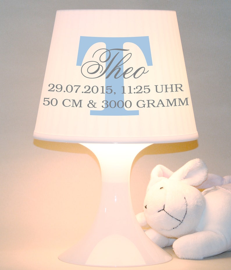 Children's lamp, table lamp Name with dates of birth snooze lamp image 1