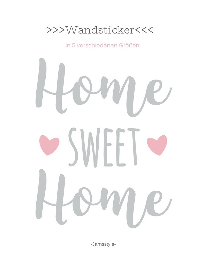 Wall sticker Home sweet home, sizes S-M, wall tattoo, sticker, customizable image 2