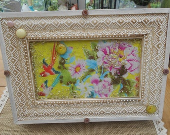 Pro Natur Aufbewahrungsbox Schmuckbox Teebox Holz ( MDF) Mosaik Decoupage Box Blumen Vögel Boho natural Boho