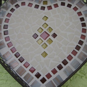romantisches Tablett mittelgroß Autum Mosaik Tablett Herz Tablett Holz Tablett Bild 1