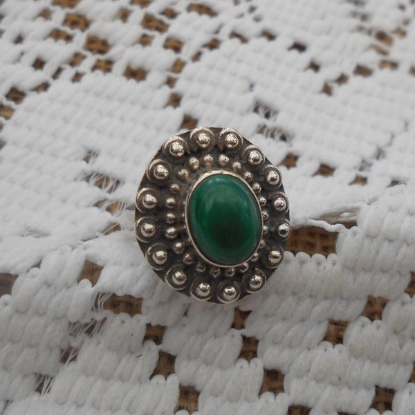 Vintage Ring 925er Silber, Sterling Silber mit Malachit Silber Ring Boho Malachit Ring Ring vintage Damenring