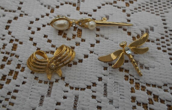 3 Vintage Broschen im Set goldfarben Modeschmuck … - image 7