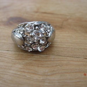 vintage Strass Ring Modeschmuck 80er Jahre vintage Ring, Strass Ring, silberfarben Bild 2