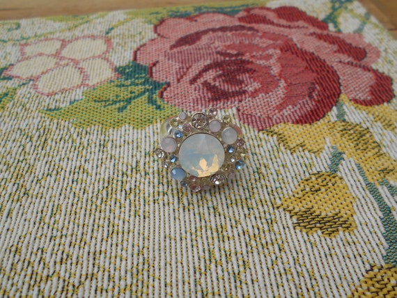 vintage Strass Ring Modeschmuck 80er Jahre Glasst… - image 4