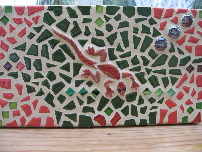 Pro Natur Teebox / Utensilo / Box Bambus Mosaik Lizzie Lizard Eidechse Mosaik Box Bambus Box Aufbewahrungs box Bild 1