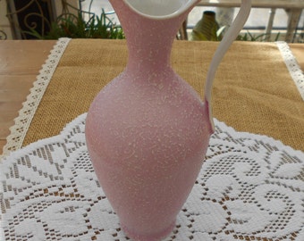 Seltene Vintage Porzellan Vase " Granula" Schumann Arzberg Bavaria rosa weiß gesprenkelt, 18cm, 60er/70er Jahre mid-century Vase