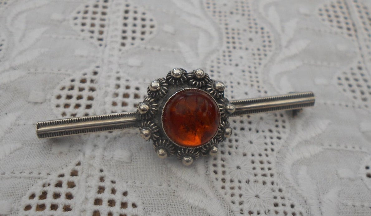 Bernstein Brosche Herz - Echt Bernstein Schmuck Dam Produktbild-Vorschau 4