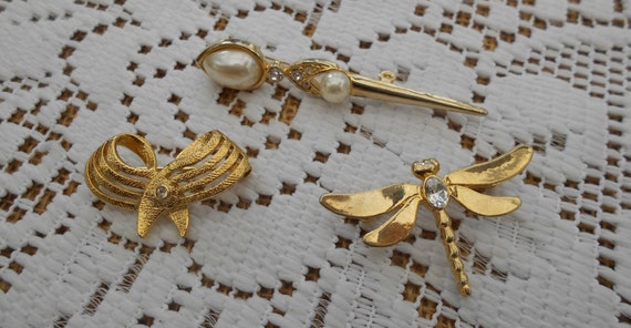 3 Vintage Broschen im Set goldfarben Modeschmuck … - image 6