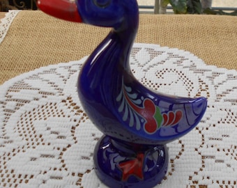 Zauberhafte vintage Porzellan Ente von Goebel KT 300/1, blau, rot  60er/70er Jahre Goebel Figur Ente