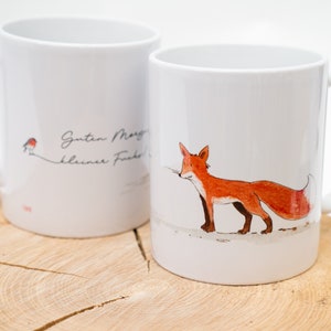 Breakfast cup with fox, customizable cup, Christmas gift cup