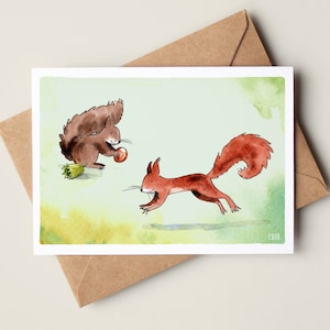 Eichhörnchen Postkarte mit Umschlag,