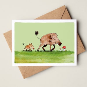 Wildschweine Postkarte mit Umschlag,