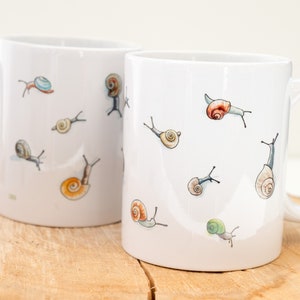 Breakfast cup with snails, customizable cup, Christmas gift cup