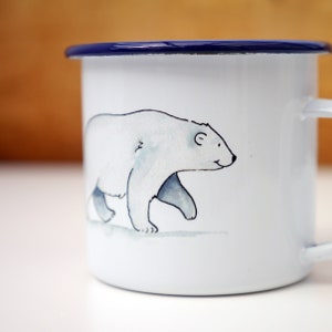 Enamel mug polar bear family, gift mug with polar bear, children's mug for birthday