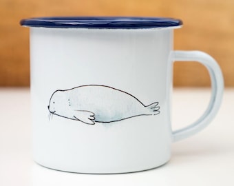 Enamel mug seal, gift mug with sweet seal, children's cup for birthday, customizable