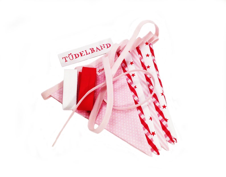 Pennant chain pennant garland ...with 10 pennants...pink...red... image 3