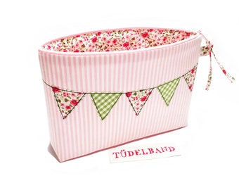 Toiletry bag, diaper bag, make-up bag...pennant...pink...flowery...